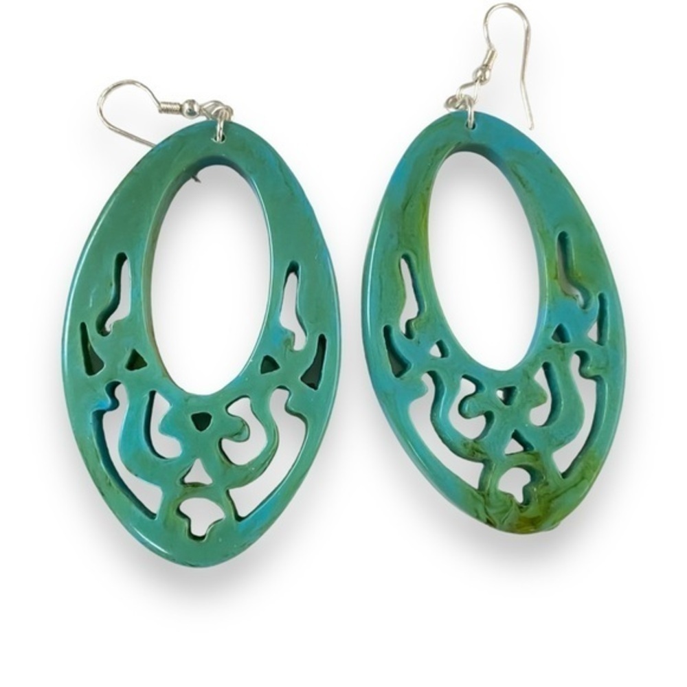 Summer Drop Blue Green Open Cut Earrings